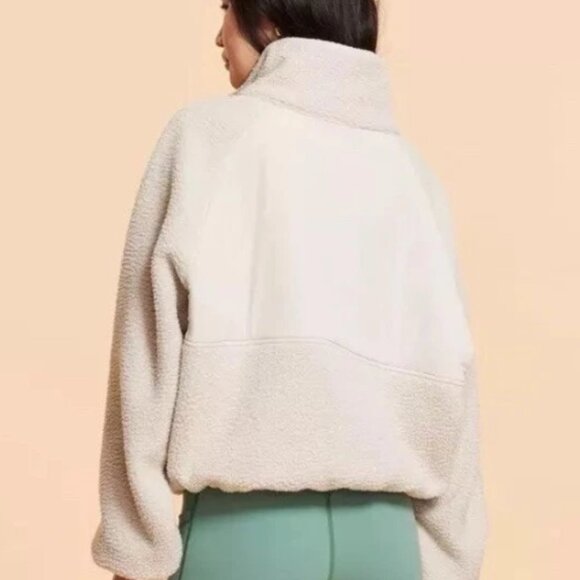 NWT Blogilates Women's Campfire Fleece Full Zip Jacket - Light Taupe XL - Picture 12 of 12